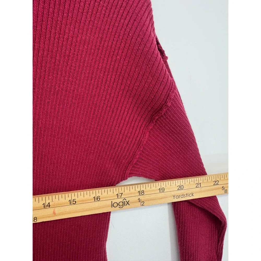 Stitchdrop Sweater Dress Womens S Magenta Ribbed Turtleneck Midi Office Bodycon